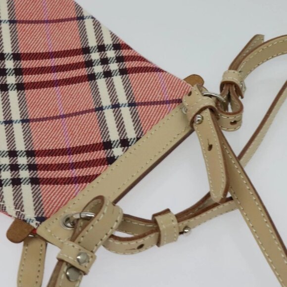 BURBERRY Nova Check Blue Label Shoulder Bag Canvas 2way Pink Silver Auth BD1626 - Picture 7 of 16